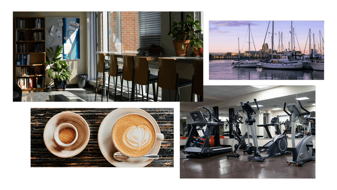Collage of different employee benefits