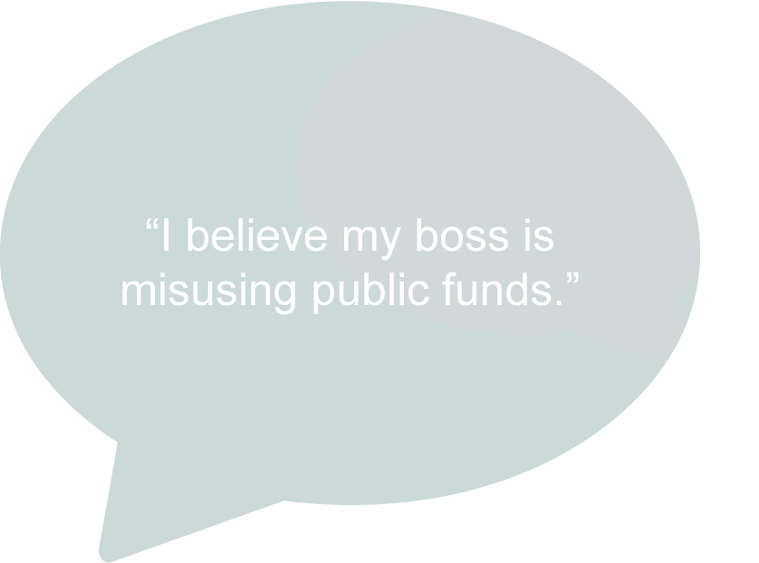 "I believe my boss is misusing public funds."