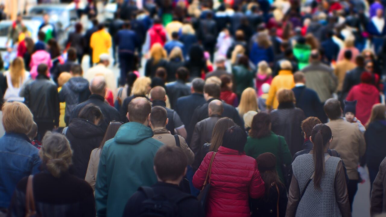 Crowd of people from the back